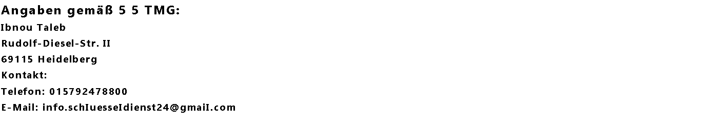 Impressum - Schlüsseldienst Bergisch-Gladbach